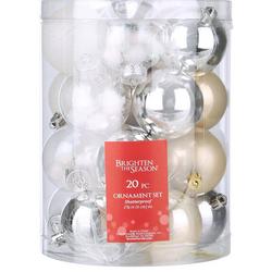 20 Ct Pearly Shatterproof Christmas Ornament Set