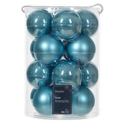 16 Ct Blue Glass Bauble Christmas Ornament Set
