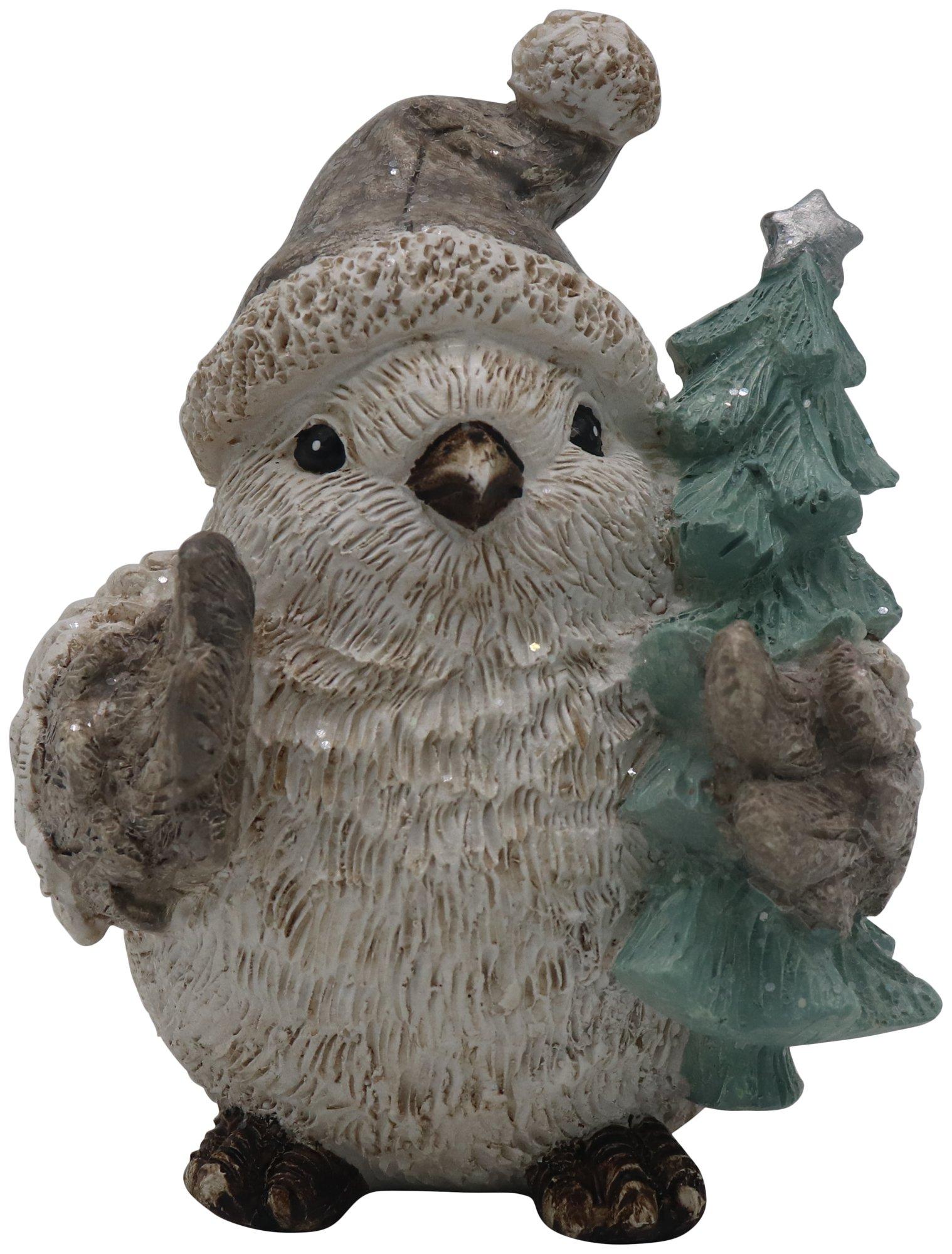Bird With Holiday Tree Tabletop Decor