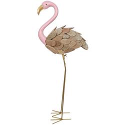 33 in. Standing Wood Flamingo Decor