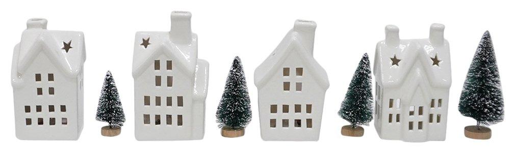 8 Pc LED House & Tree Tabletop Decor