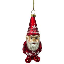 Brighten the Season 6'' Red Glass Santa Gnome Ornament