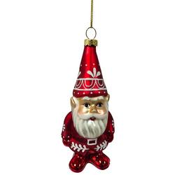 6'' Red Glass Santa Gnome Ornament