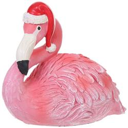 Resting Flamingo With Santa Hat Tabletop Decor