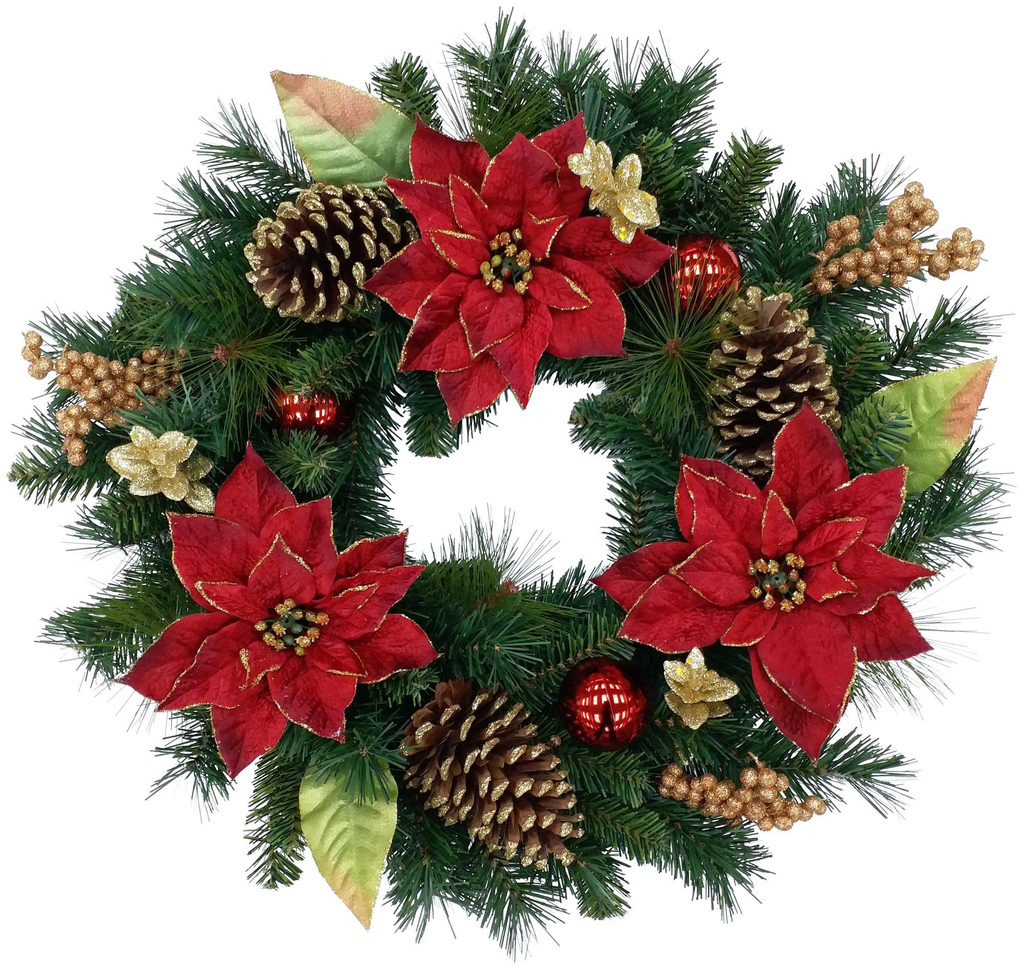 24in Poinsettia Wreath