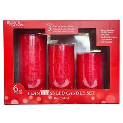 3pc LED Plastic Pillar Candle Set