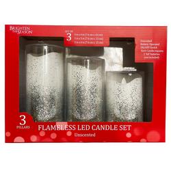 3pc LED Ombre Plastic Pillar Candle Set