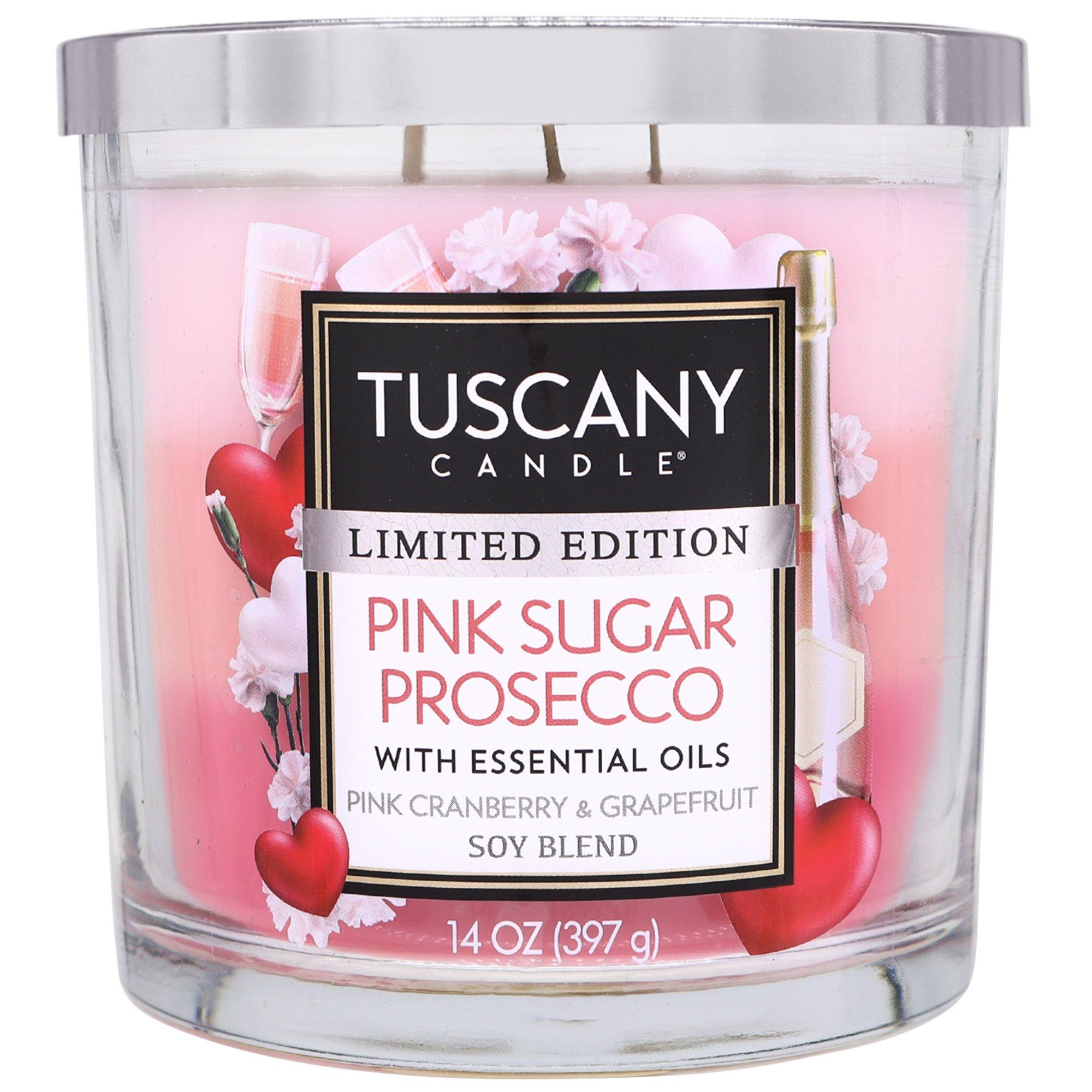 Tuscany Candle Valentine's Day Limited Edition Scented Triple Pour Jar Candle Pink Sugar Prosecco 14 oz