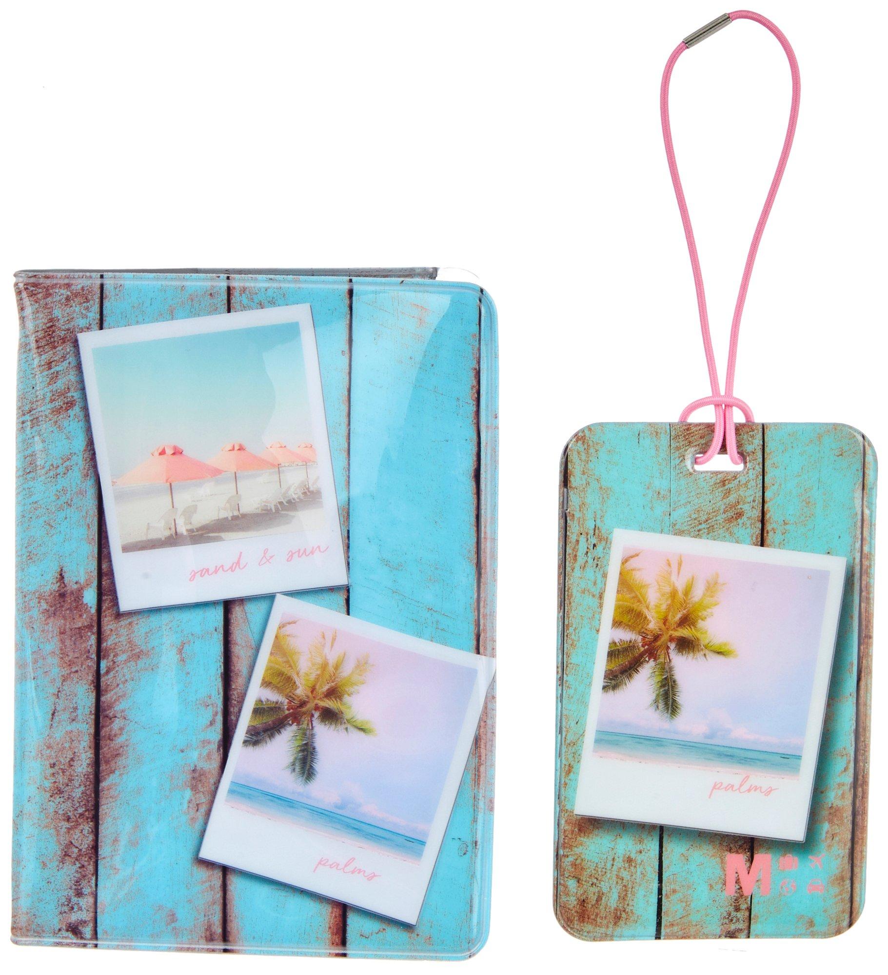 2 Pc Passport Wallet and Luggage Tag Set