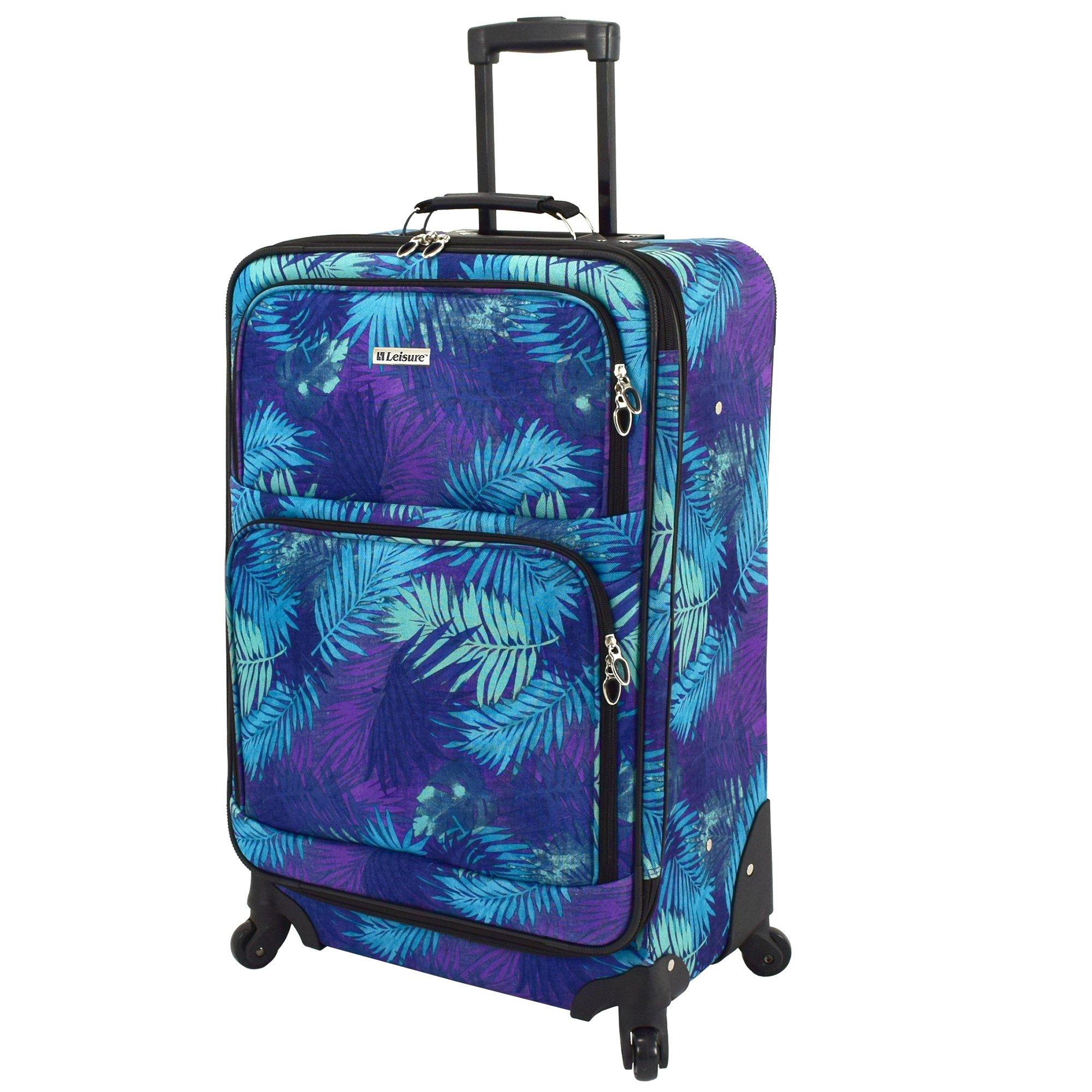 Leisure Luggage 25'' Lafayette Palm Frond Spinner Luggage - Purple/Blue - Luggage 25 Inches