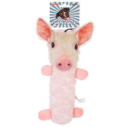 Chomper Fur Realz Tubular Squeaker Pig Dog Toy