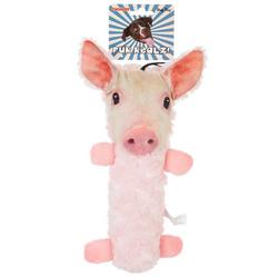 Fur Realz Tubular Squeaker Pig Dog Toy