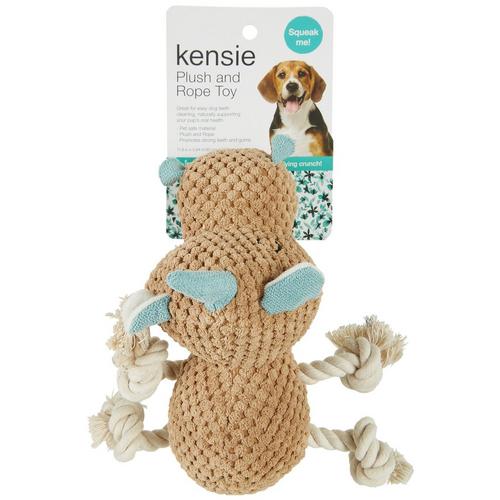 Kensie Plush Rhino Rope Dog Toy