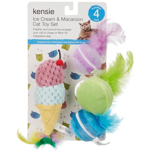 Kensie 4pc Ice Cream & Macaroon Cat Toy