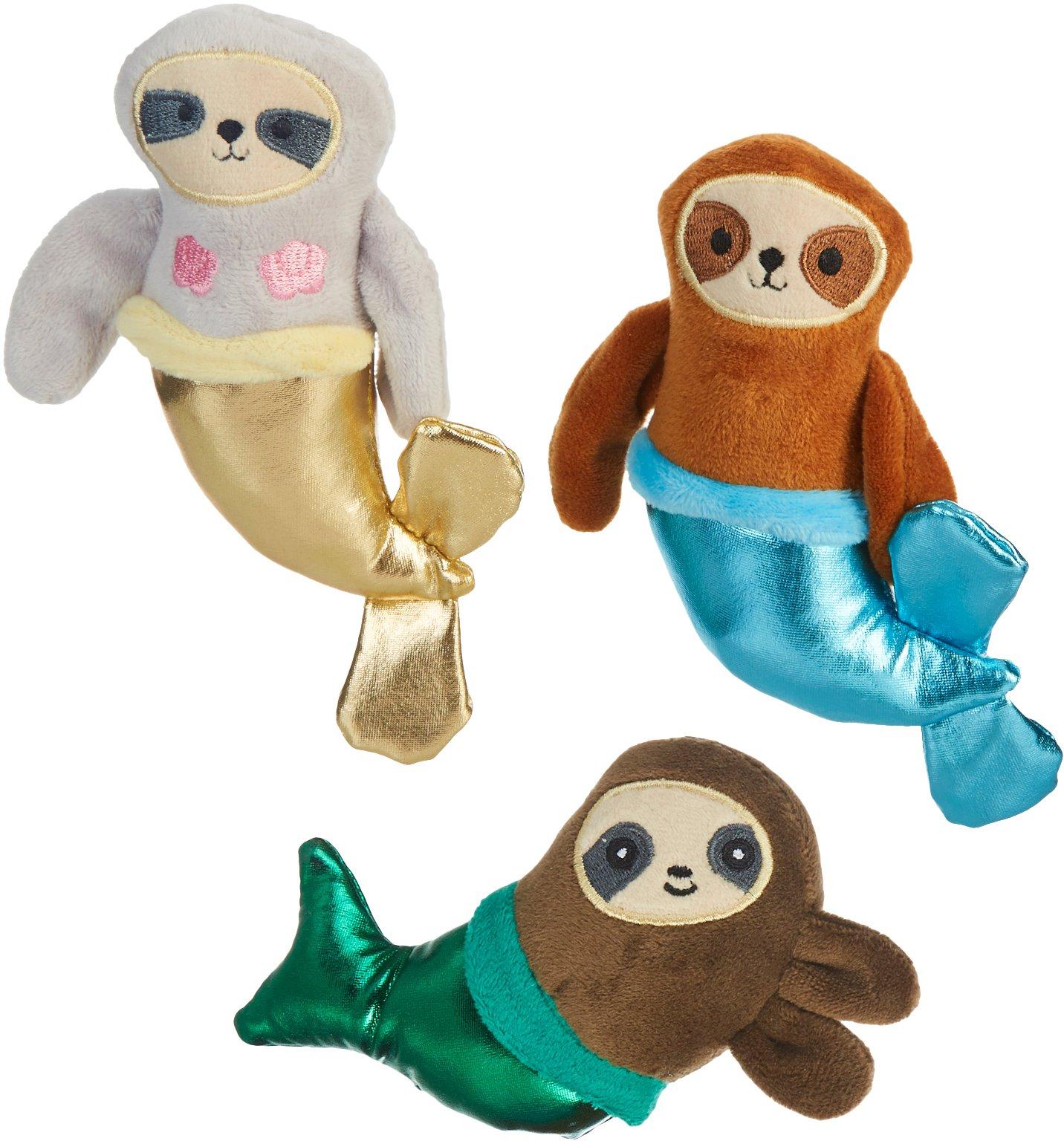 3-pc. Mermaid Sloths Mini Plush Dog Toy Set