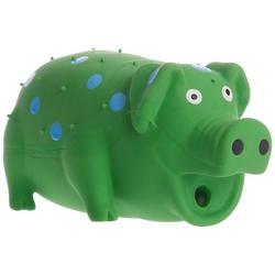 Green Pig Squeakables Latex Dog Toy