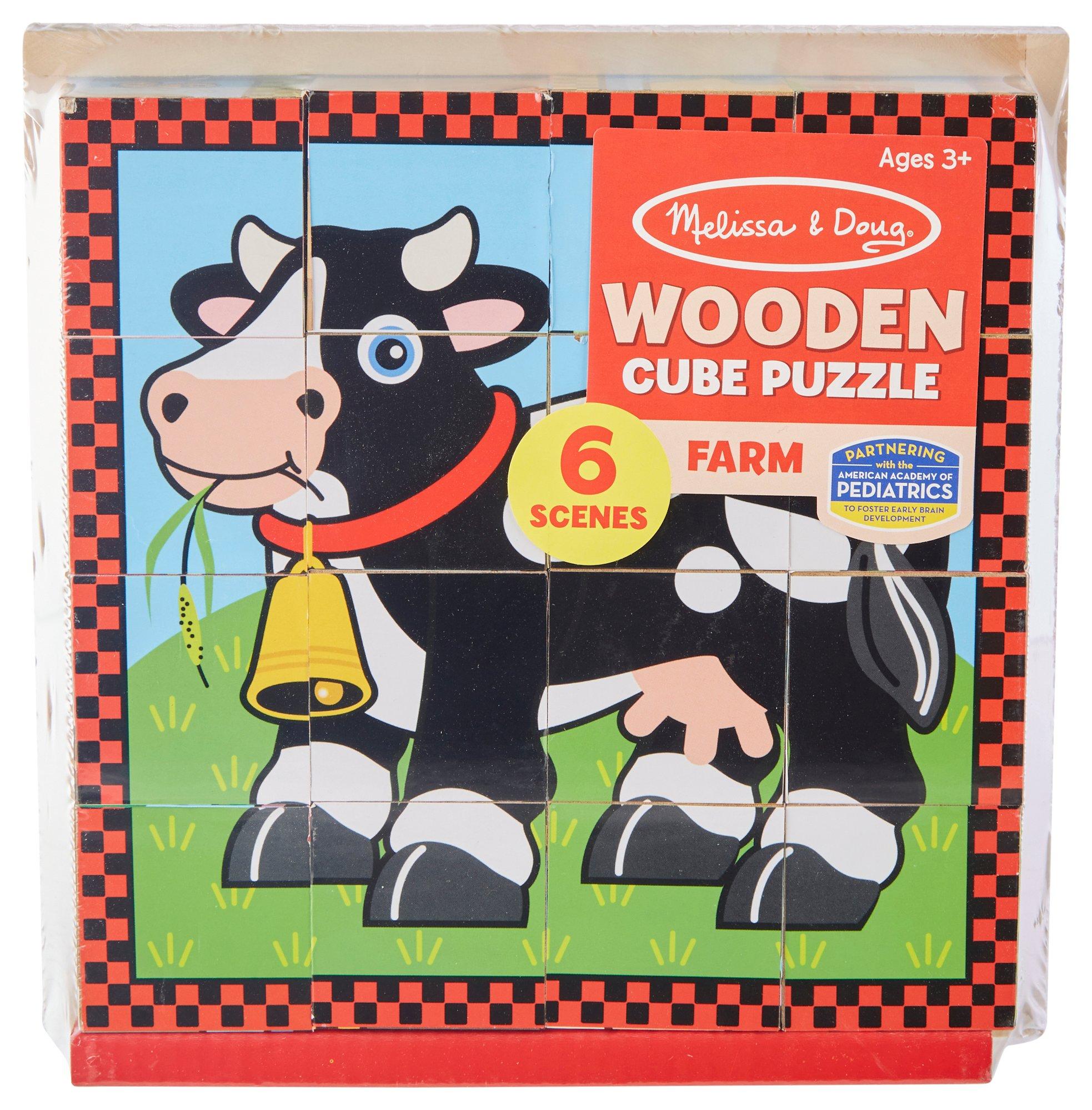 22-pc. Wooden Cube Puzzle Farm