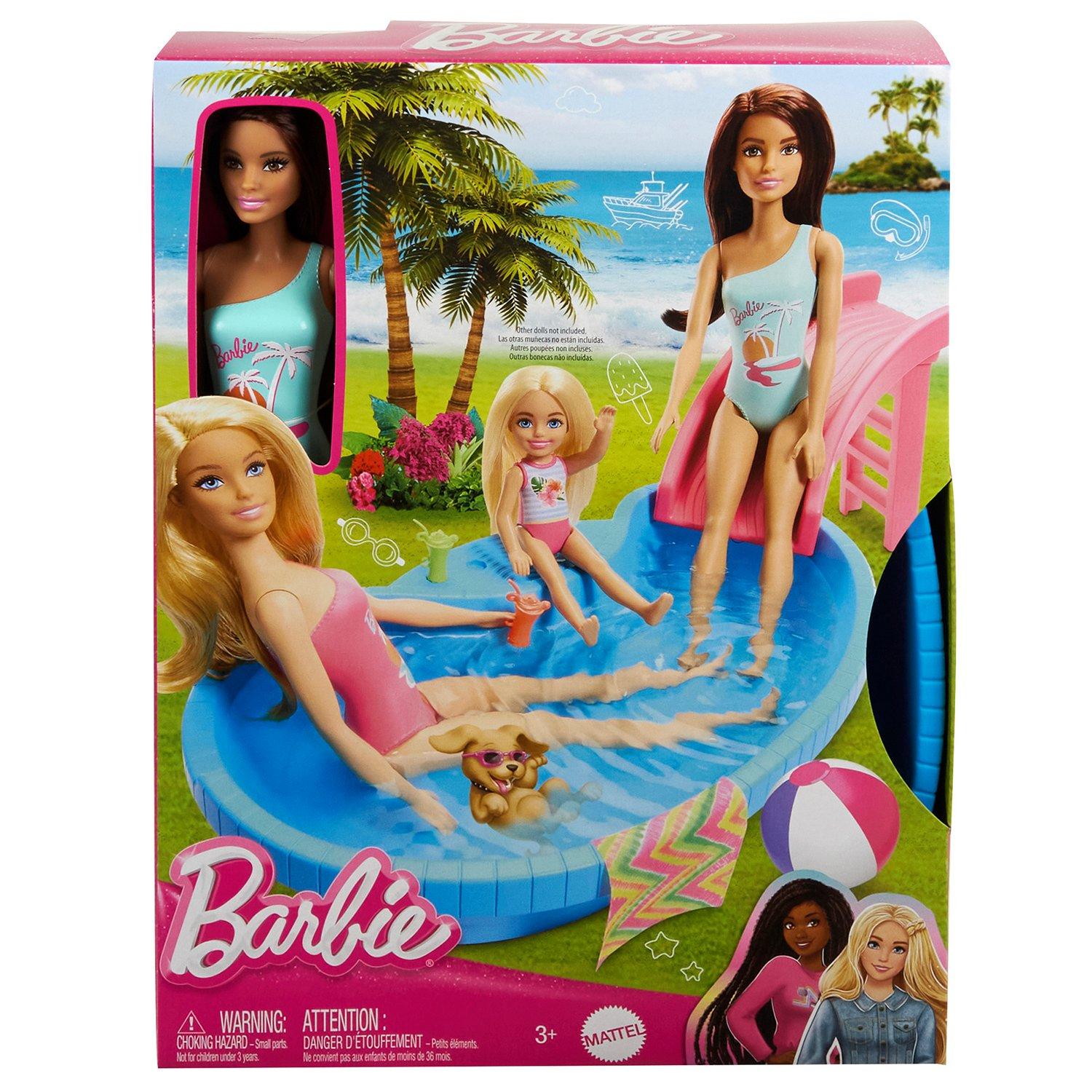 Barbie Doll and Pool Playset with Slide and