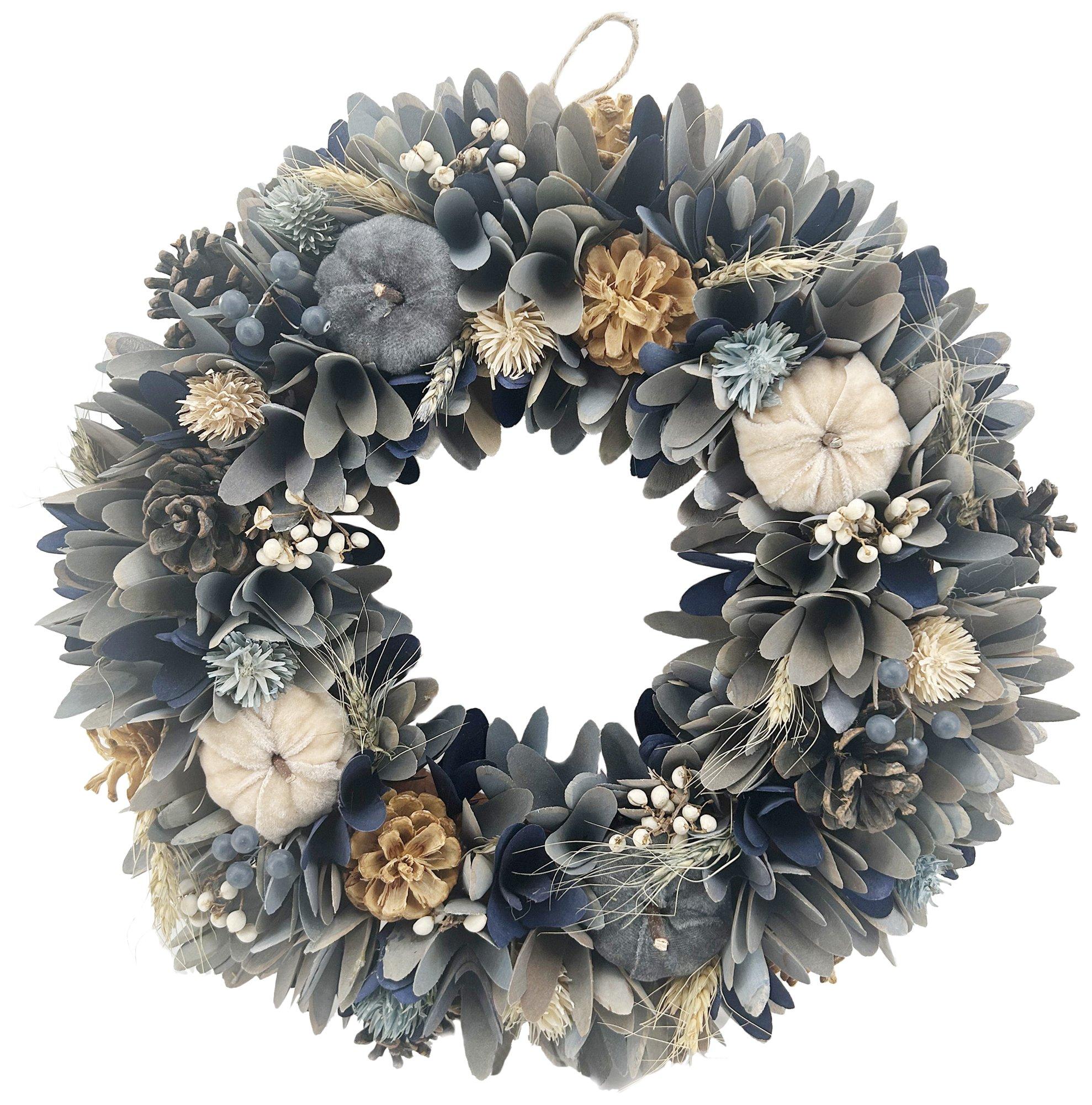 16in. Woodchip Floral Wreath Decor