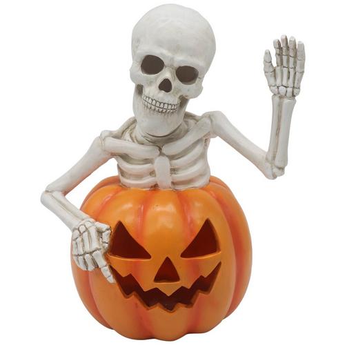 10in. LED Skeleton Pumpkin