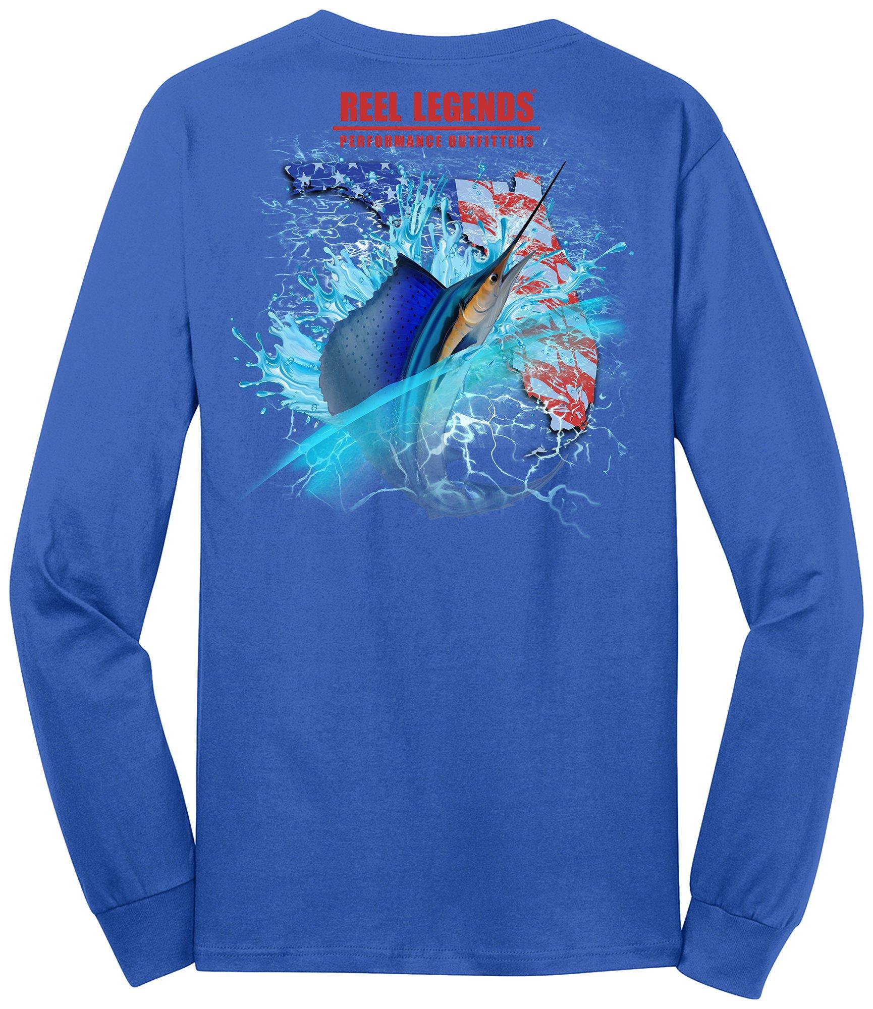 Reel Legends Mens Sailfish Florida Flag Long Sleeve T-Shirt