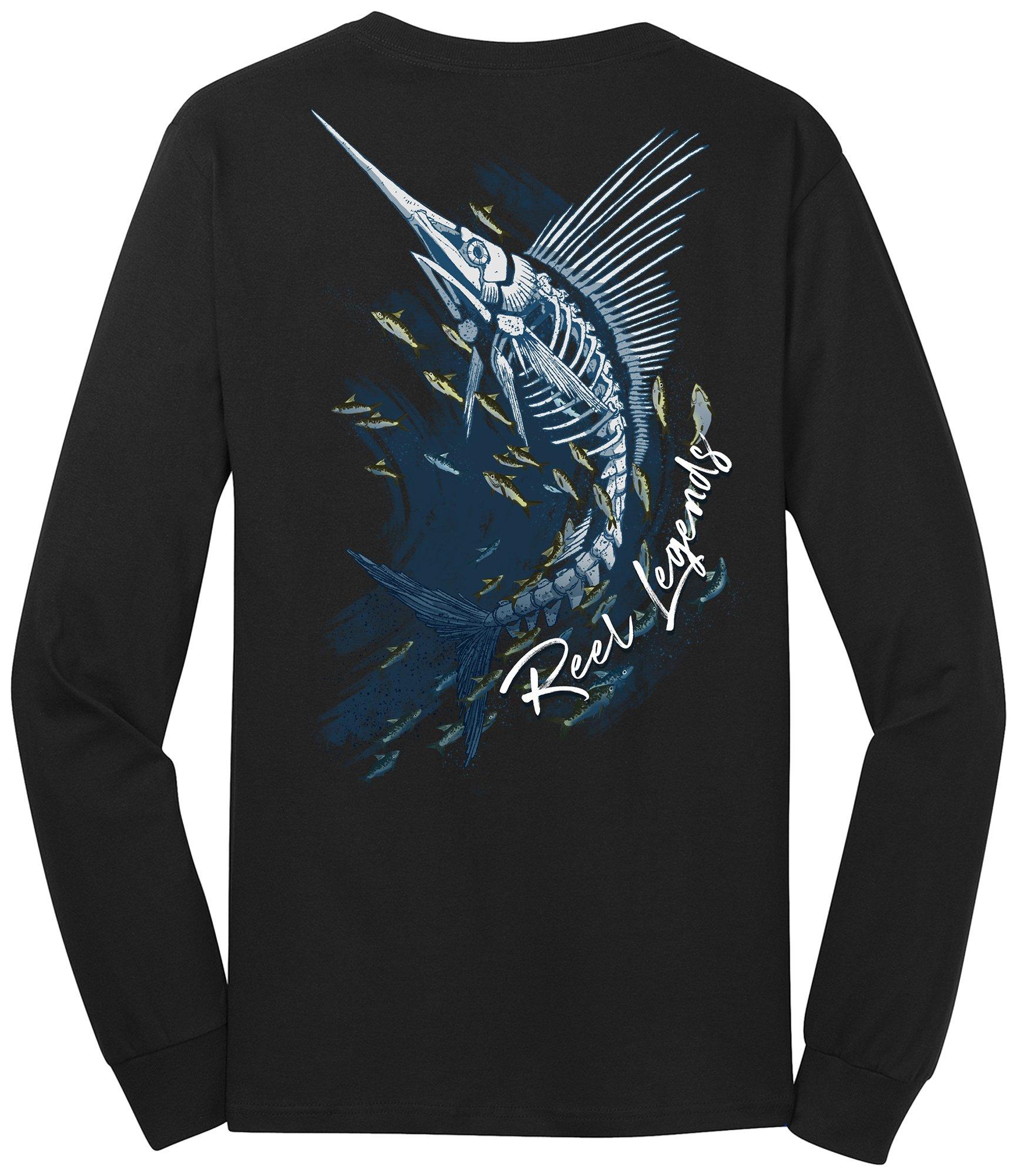 Reel Legends Mens Skeletal Marlin Long Sleeve T-Shirt