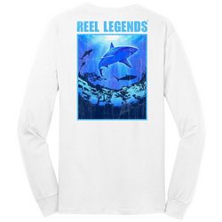 Reel Legends Mens Jumping Sharks Long Sleeve T-Shirt