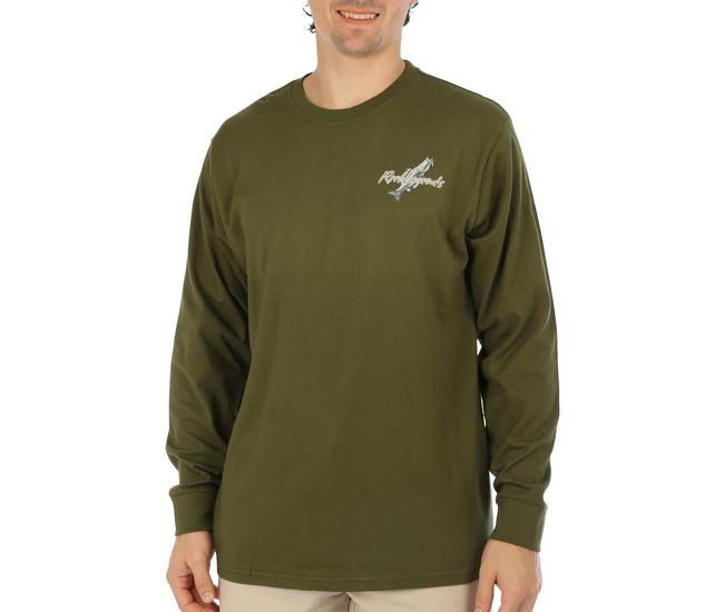Reel Legends Mens Snook Em Fish Long Sleeve T-Shirt - Army Green - X-Large