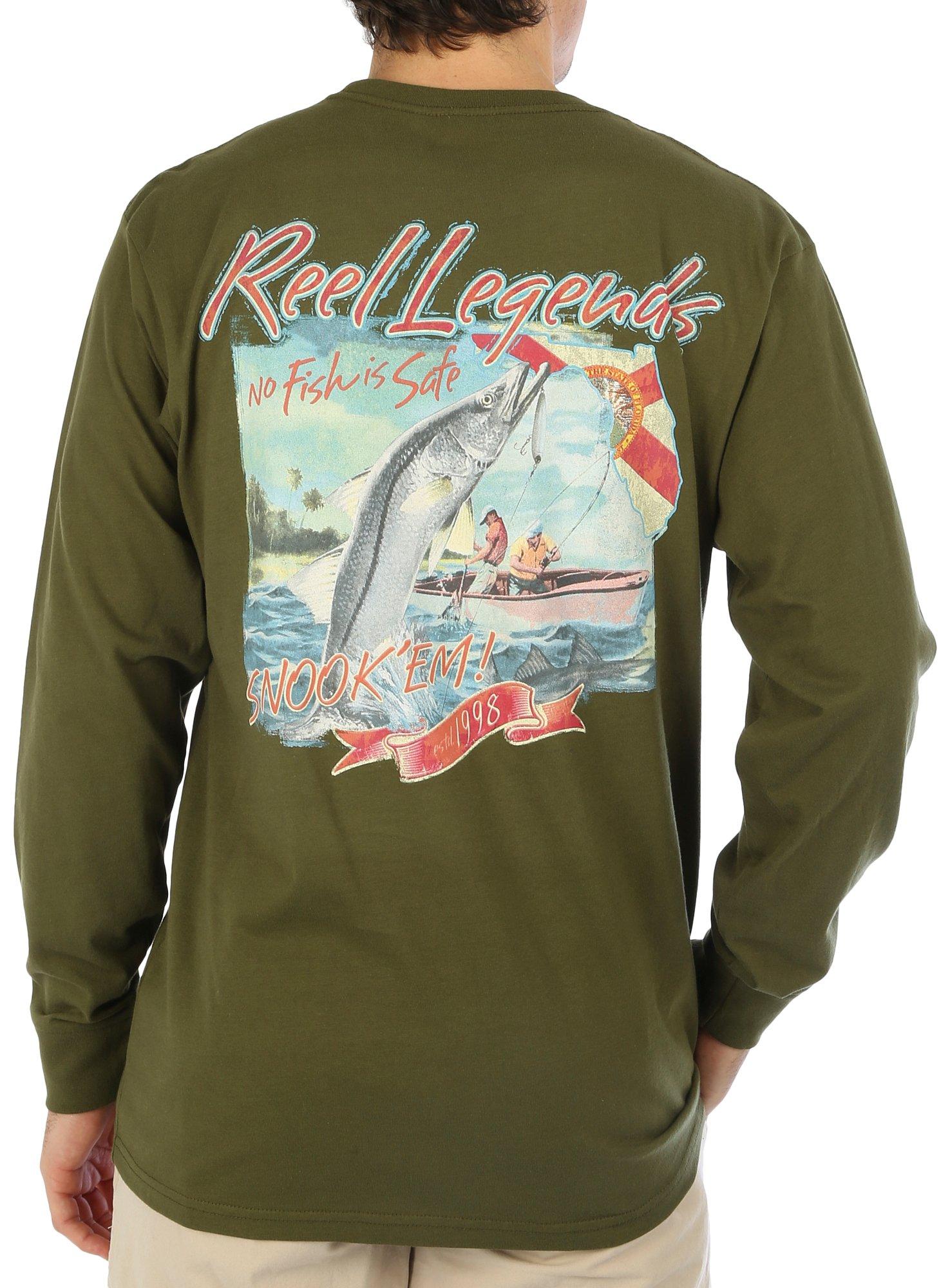 Reel Legends Mens Snook Em Fish Long Sleeve T-Shirt