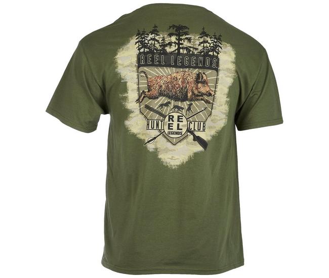 Reel Legends Mens Hunt Club Short Sleeve T-Shirt - Green - Large