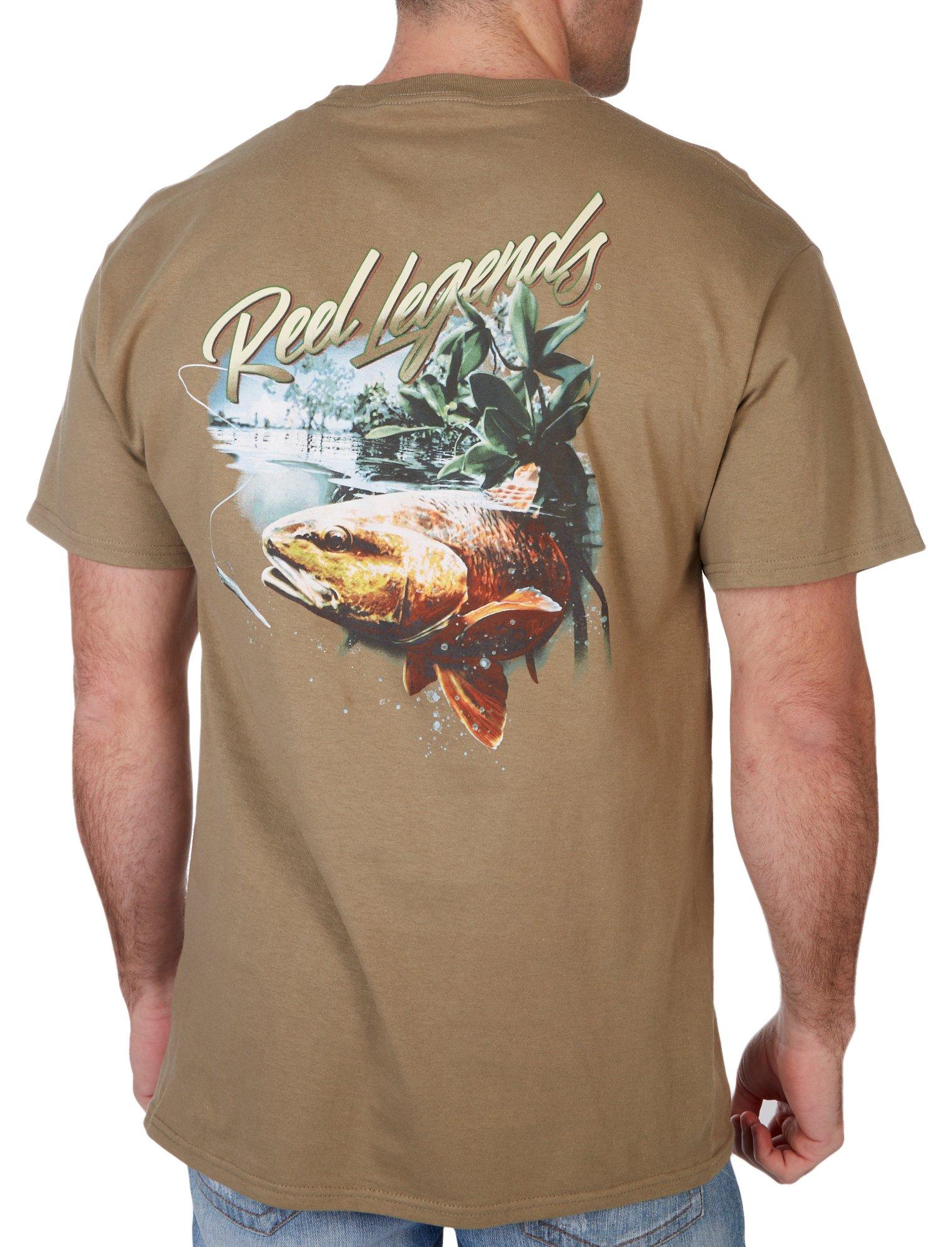 Reel Legends Mens Red Fish Short Sleeve T-Shirt - Brown - Medium