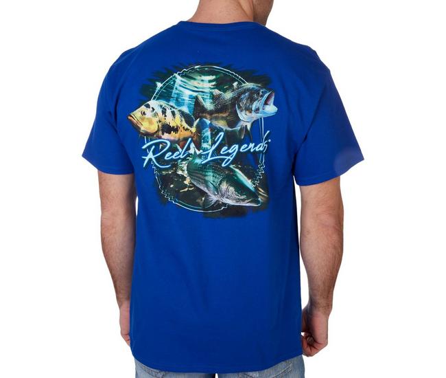 Reel Legends Mens Fresh Water Bass Short Sleeve T-Shirt - Royal Blue - Medium