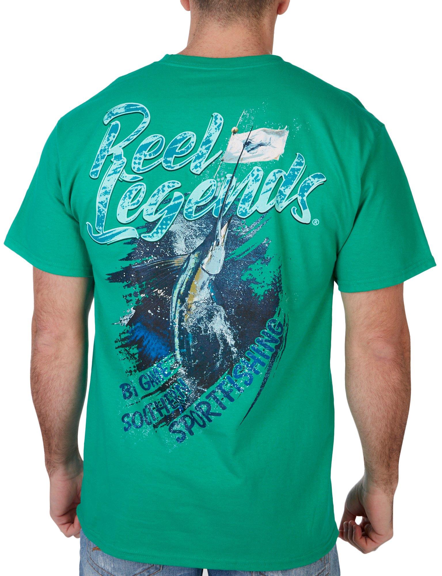 Reel Legends Mens Big Game Sport Short Sleeve T-Shirt - Green - Large