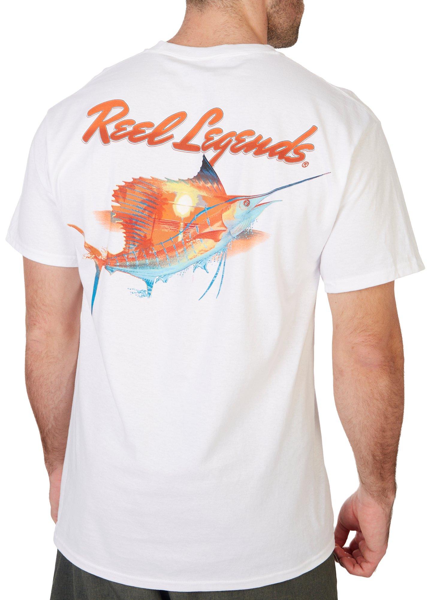 Reel Legends Mens Sailfish Suns T-Shirt - White - Medium