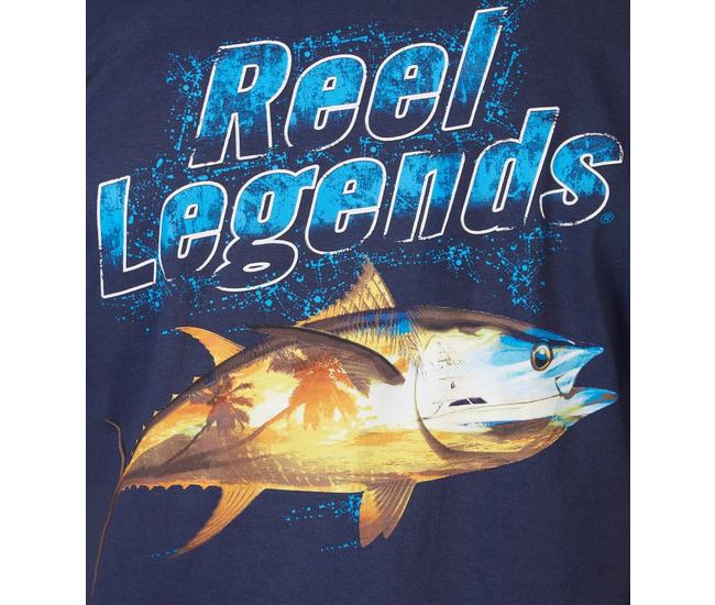 Reel Legends Button Up Shirt Mens Size XL All Over Fish Print Navy Blue  Pocket