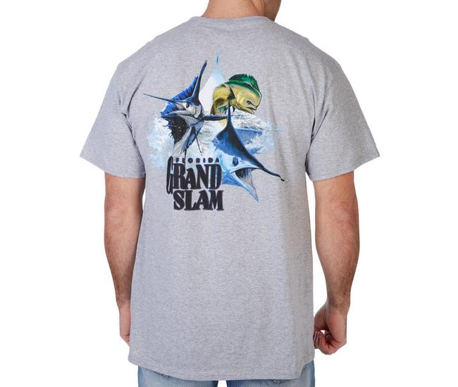 Reel Legends Mens Grand Slam Graphic T-Shirt - Heather Gray - Medium
