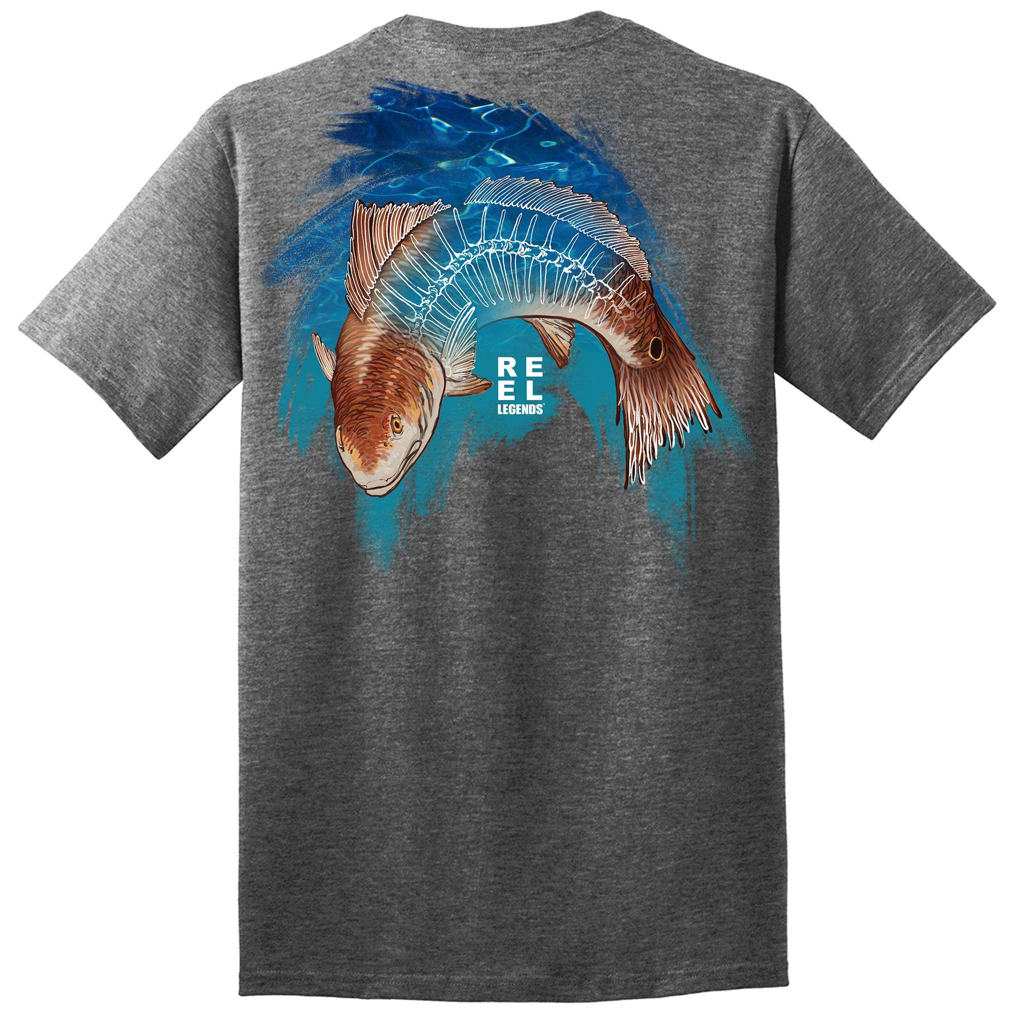Reel Legends Mens Skeletal Redfish Graphic T-Shirt