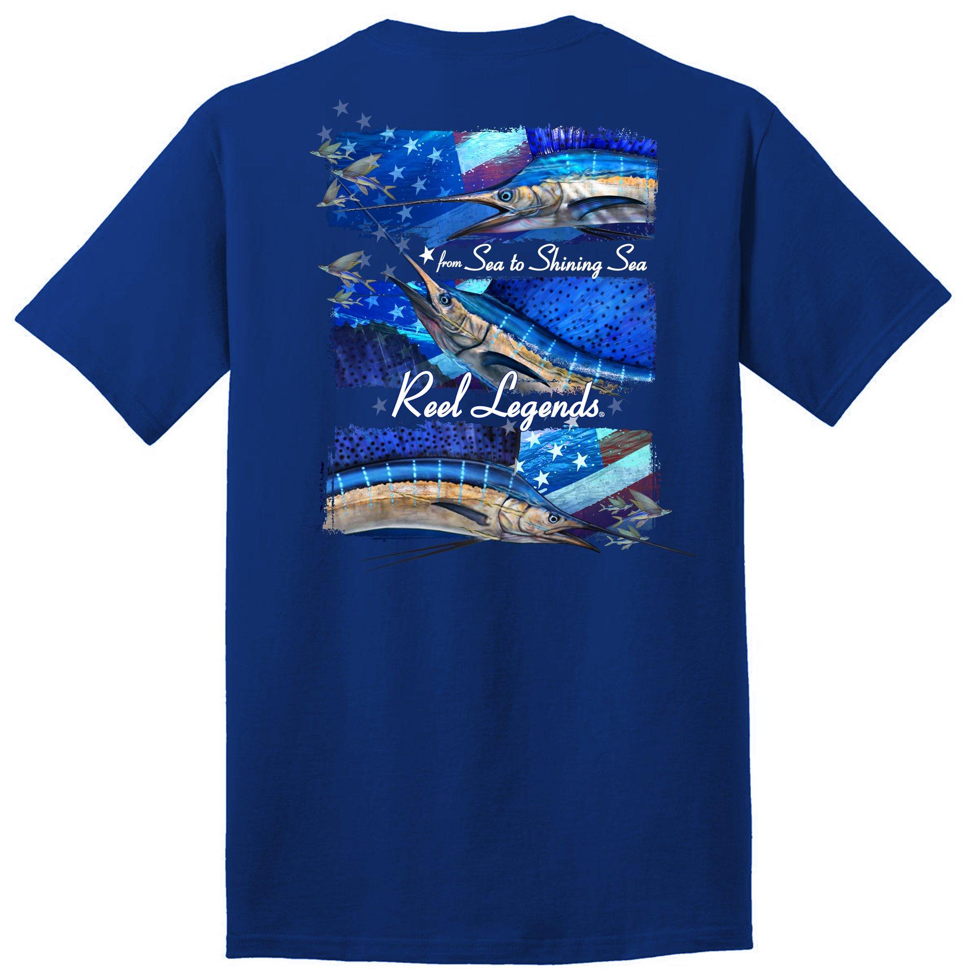 Reel Legends Shirt Adult XXL 2XL Blue Florida Keys Logo Spell Out