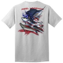 Reel Legends Mens Patriot Saltwater Heather Graphic T-Shirt