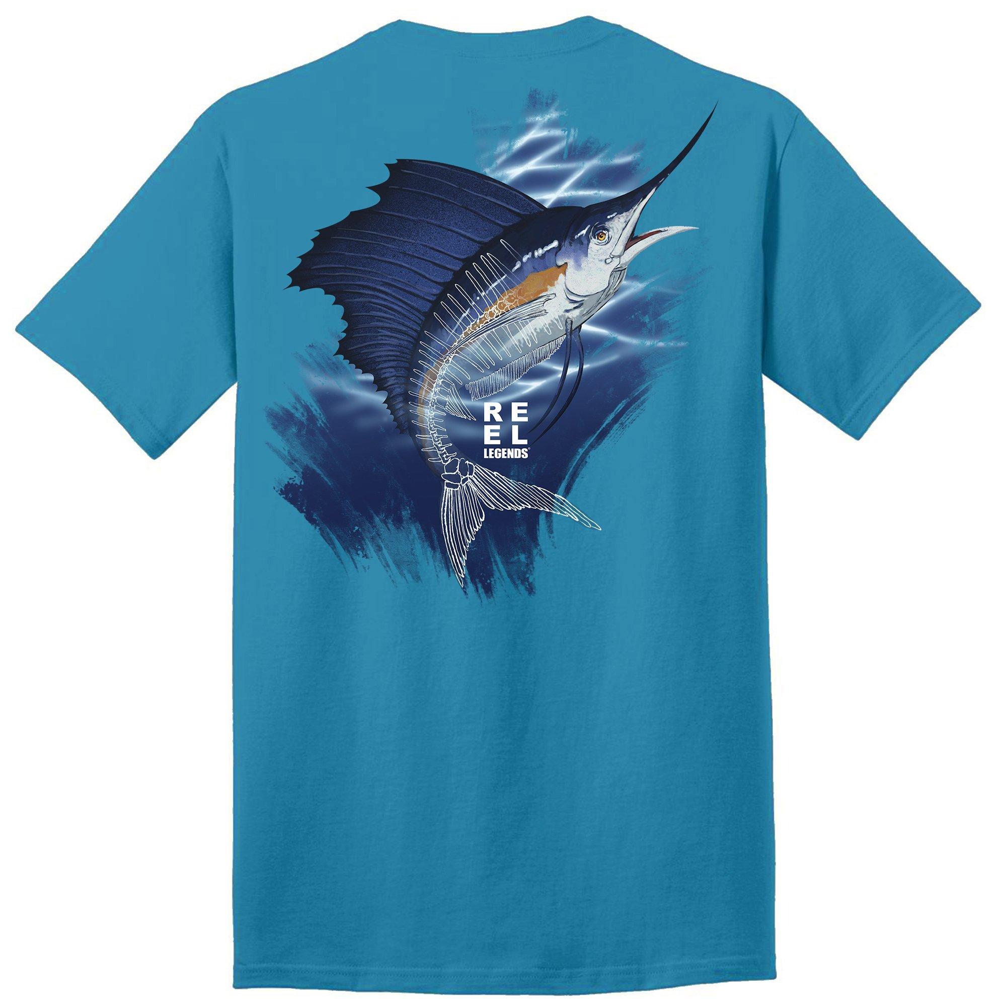 Reel Legends Mens Skeletal Sailfish Graphic T-Shirt