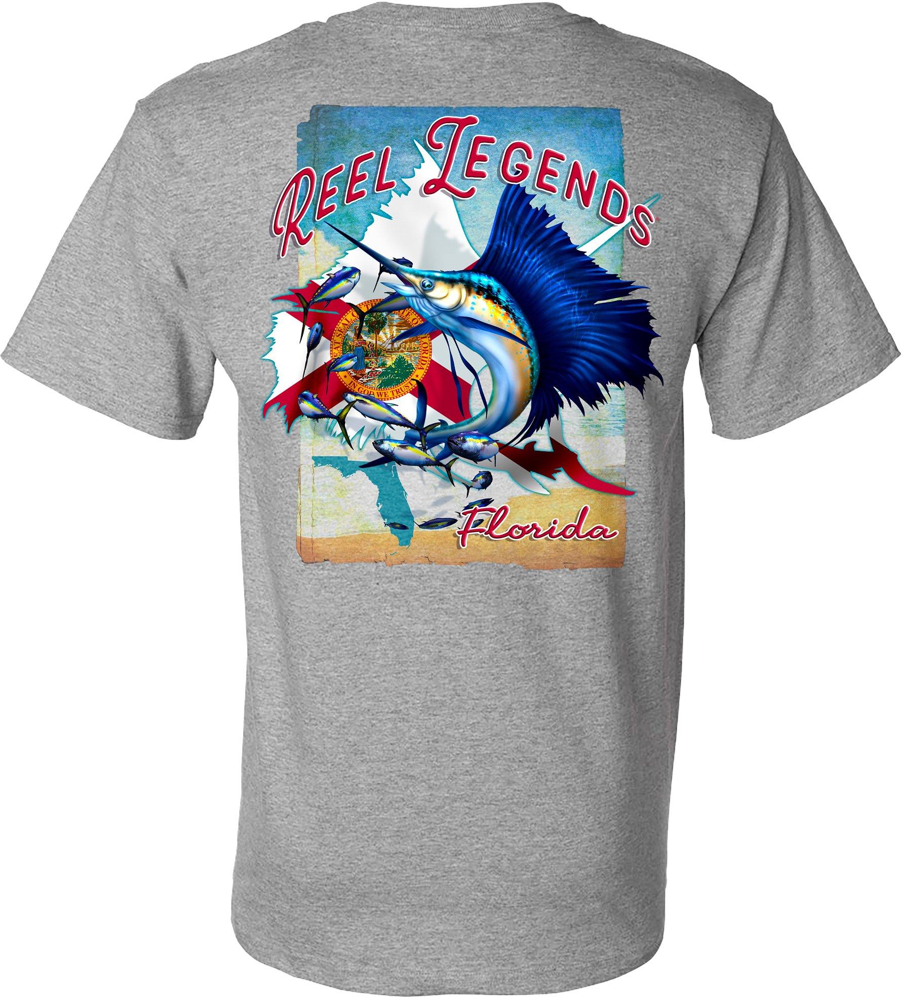 Reel Legends Mens Sailfish Florida Flag Short Sleeve T-Shirt