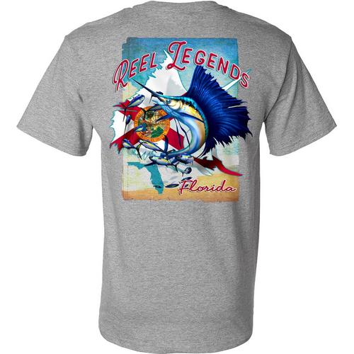 Reel Legends Mens Sailfish Florida Flag Short Sleeve T-Shirt