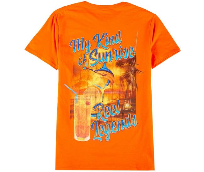 Reel Legends Mens My Kind of Sunrise T-Shirt Orange X-Large