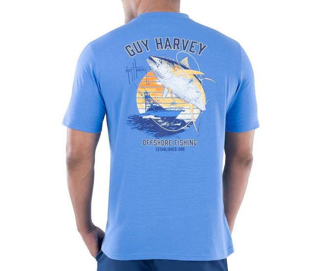 Mens Offshore Fishing Pocket Short SleeveT-Shirt - Blue - Medium