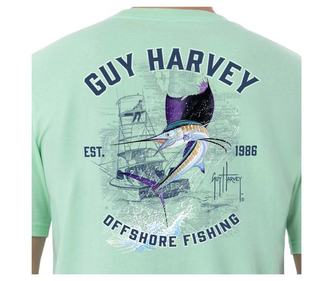 Guy Harvey | Men's Offshore Sails Pocket Short Sleeve T-Shirt, Large
