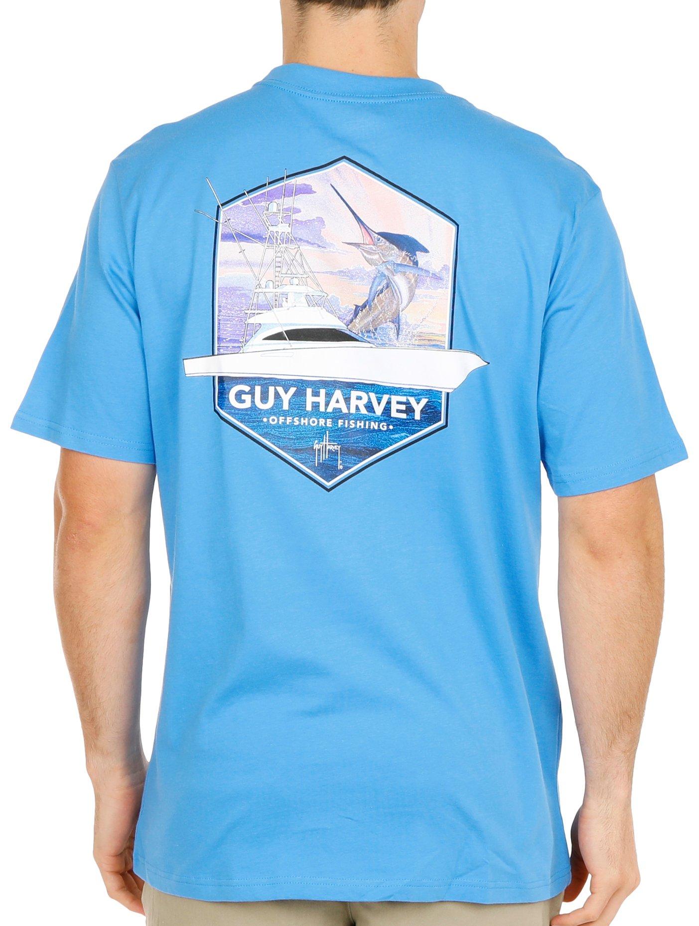 Guy Harvey Mens Hexagon Fish Graphic Short Sleeve