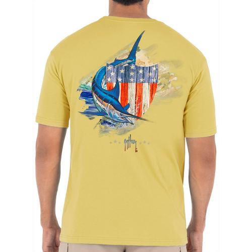 Guy Harvey Mens Patriotic Shield Marlin T-Shirt