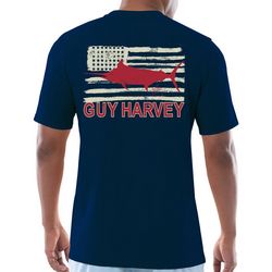 Guy Harvey Mens American Flag Pocket Short Sleeve T-Shirt