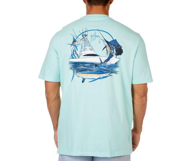 Guy Harvey Marlin Boat Back-Print T-Shirt