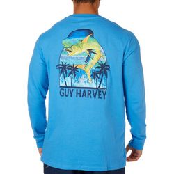 Guy Harvey Mens Coconut  Fish Graphic  Long Sleeve T-Shirt